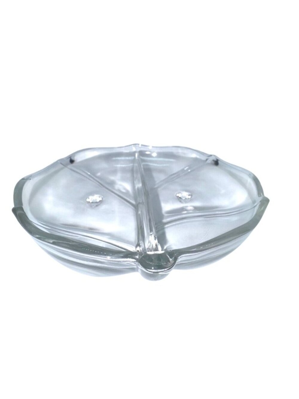 Vintage  2 Section Clear Glass Divided Footed Relish Dish/mTray - Picture 9 of 14